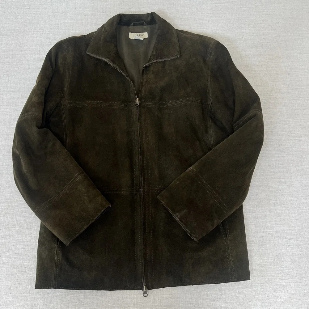 J. CREW Large Vtg Leather Suede Dark Brown Mens Jacket